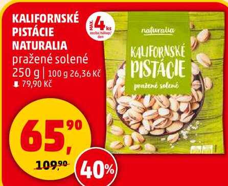 KALIFORNSKÉ PISTÁCIE NATURALIA pražené solené, 250 g