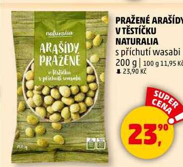PRAŽENÉ ARAŠÍDY V TĚSTÍČKU NATURALIA s příchutí wasabi, 200 g  
