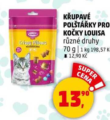 KŘUPAVÉ POLŠTÁŘKY PRO KOČKY LOUISA různé druhy, 70 g 