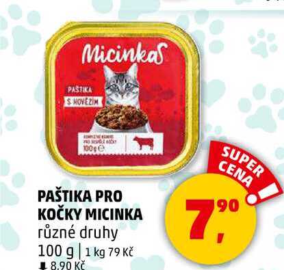 PAŠTIKA PRO KOČKY MICINKA různé druhy, 100 g  