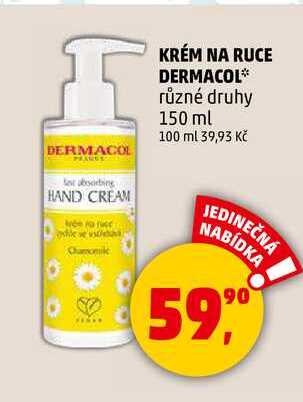 KRÉM NA RUCE DERMACOL různé druhy, 150 ml 