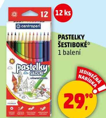 Centropen PASTELKY ŠESTIBOKÉ, 1 balení 