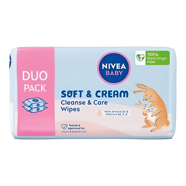 Nivea Baby Soft & Cream Čisticí ubrousky duopack (2x 57 ks)