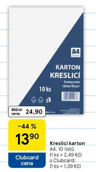 Kreslici karton, A4, 10 listů 