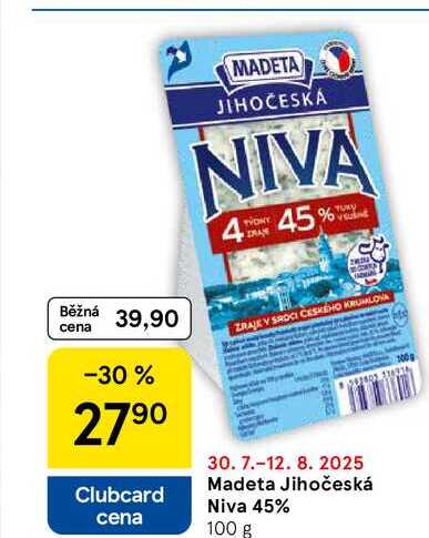 Madeta Jihočeská Niva 45%, 100g  