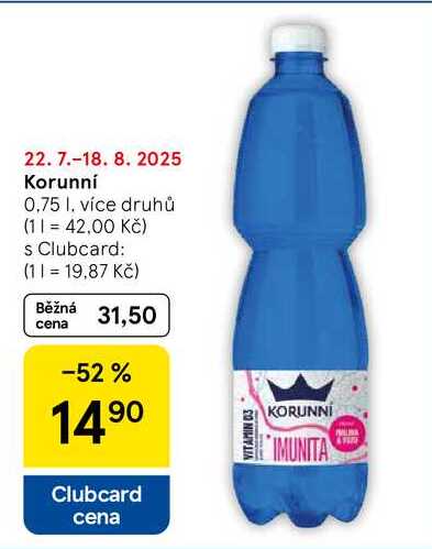 Korunní voda imunita, 0,75 l