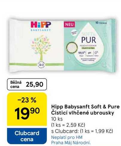Hipp Babysanft Soft & Pure Čisticí vlhčené ubrousky, 10 ks  