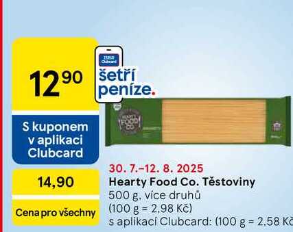 Hearty Food Co. Těstoviny, 500 g. více druhů  