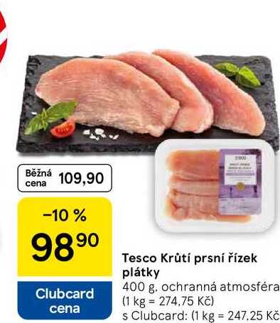 Tesco Krůtí prsní řízek plátky, 400 g 