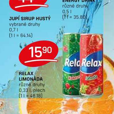 RELAX LIMONÁDA různé druhy 0,33l, plech