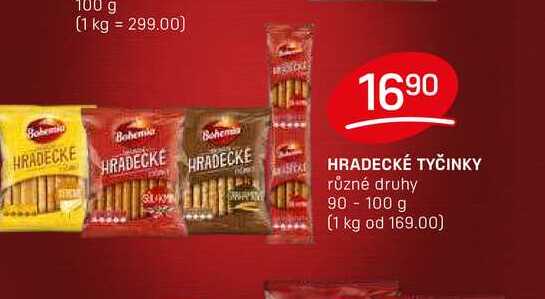HRADECKÉ TYČINKY různé druhy 90-100 g