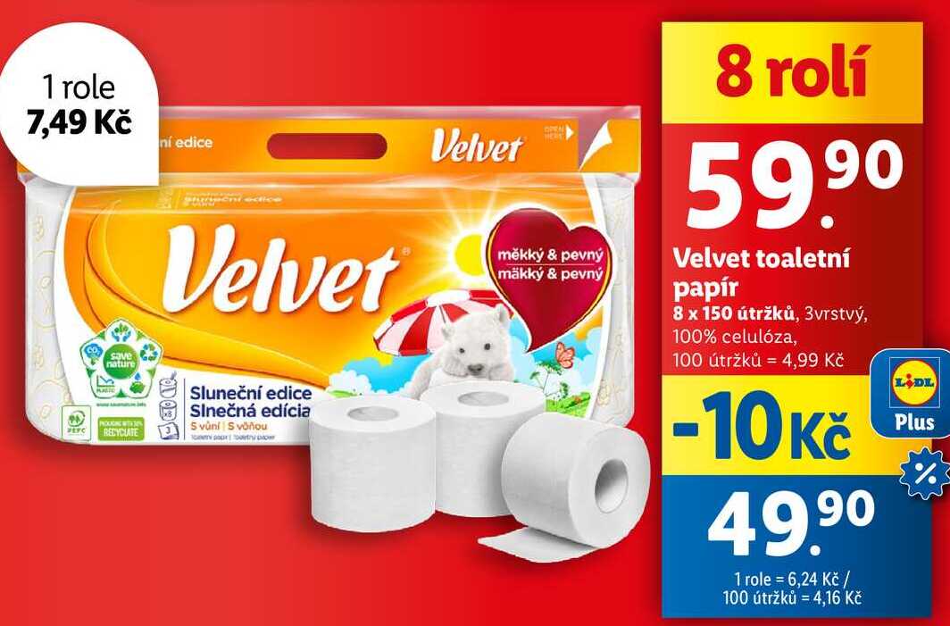 Velvet toaletní papír, 8 rolí