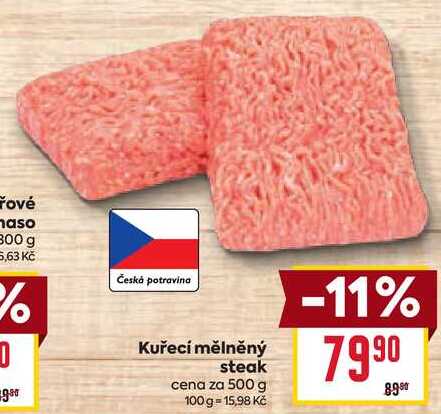 Kuřecí mělněný steak cena za 500 g 