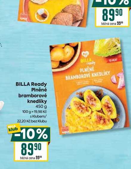 BILLA Ready Plněné bramborové knedlíky 450 g 