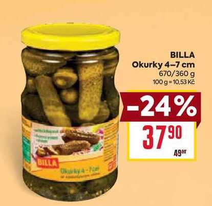 BILLA Okurky 4-7 cm 670/360 g