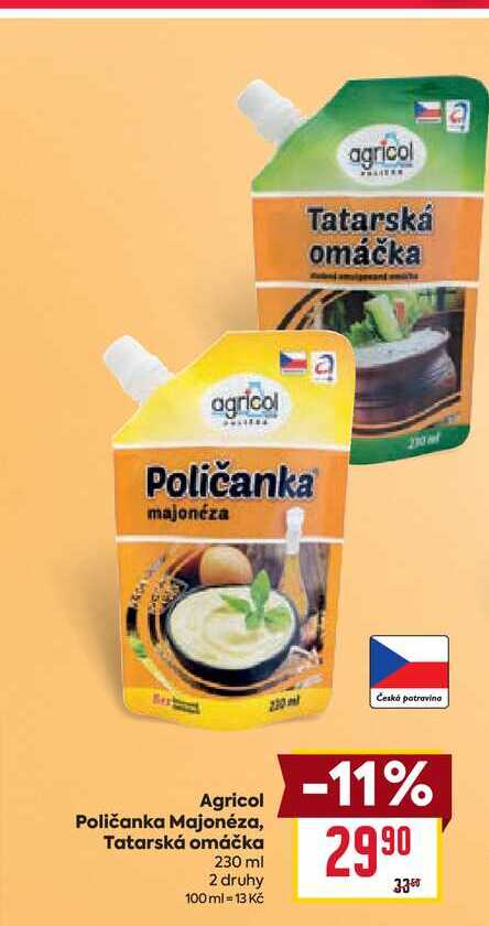 Agricol Poličanka Majonéza, Tatarská omáčka 230 ml