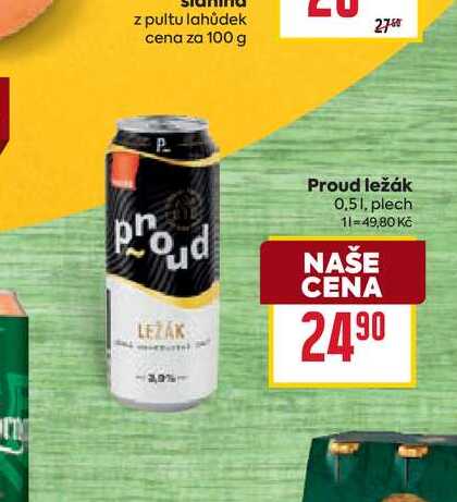 Proud ležák 0,5l, plech 
