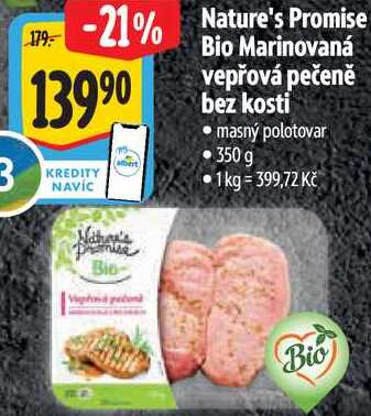 Nature's Promise Bio Marinovaná vepřová pečeně bez kosti, 350 g