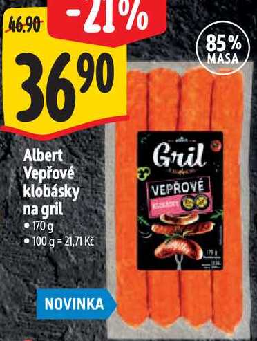 Albert Vepřové klobásky na gril, 170 g 