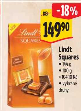 Lindt Squares, 144 g 