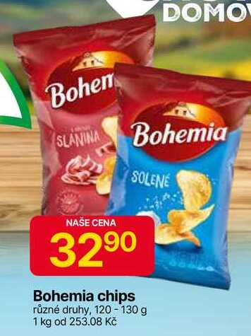 Bohemia chips různé druhy, 120-130 g 