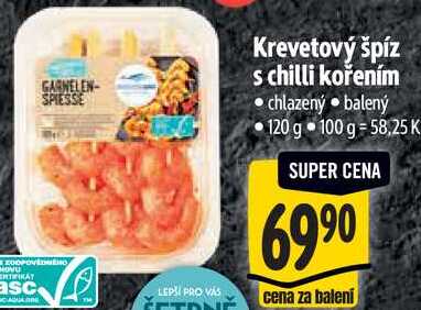 Krevetový špíz s chilli kořením, 120 g