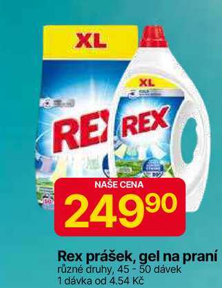 Rex gel na praní 50 dávek, vybrané druhy 