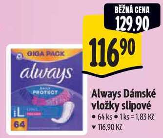 Always Dámské vložky slipové, 64 ks 