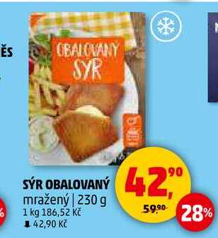 SÝR OBALOVANÝ mražený, 230 g 