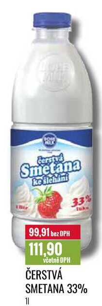 ČERSTVÁ SMETANA 33% 1l