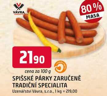 SPIŠSKÉ PÁRKY 100g