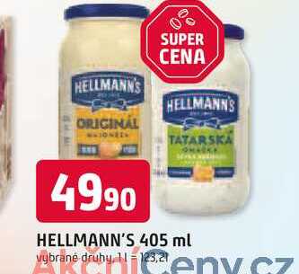 Hellmann's majonéza, tatarská omáčka 405ml, vybrané druhy