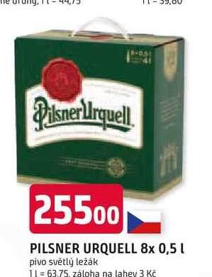 Pilsner Urquell Pivo ležák světlý 8 x 0,5l 