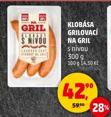 KLOBÁSA GRILOVACÍ NA GRIL s nivou, 300 g 
