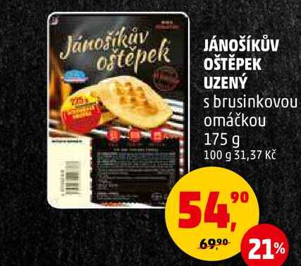 JÁNOŠÍKŮV OŠTĚPEK UZENÝ s brusinkovou omáčkou, 175 g 
