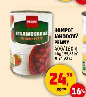 KOMPOT JAHODOVÝ PENNY, 400/160 g 