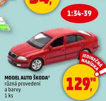 MODEL AUTO ŠKODA různá provedení a barvy, 1 ks 