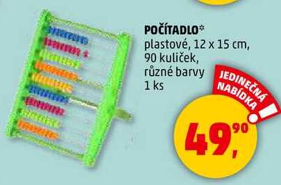 POČÍTADLO plastové, 12 x 15 cm, 90 kuliček, různé barvy, 1 ks 