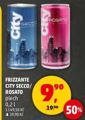 FRIZZANTE CITY SECCO/ ROSATO plech, 0,2 l