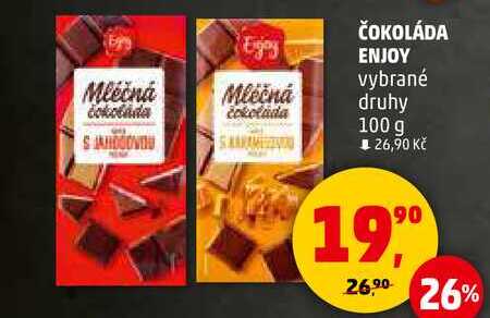 ČOKOLÁDA ENJOY vybrané druhy, 100 g  