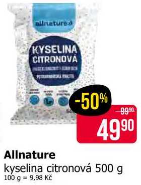 Allnature kyselina citronová 500 g 