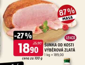 ŠUNKA OD KOSTI VÝBĚROVÁ ZLATÁ 100g