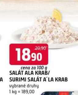 SALÁT ALA KRAB A SURIMI SALÁT A'LA KRAB vybrané druhy 1100g