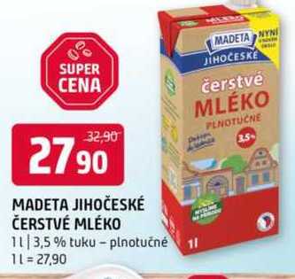 MADETA JIHOČESKÉ ČERSTVÉ MLÉKO 1l 3,5 % tuku 