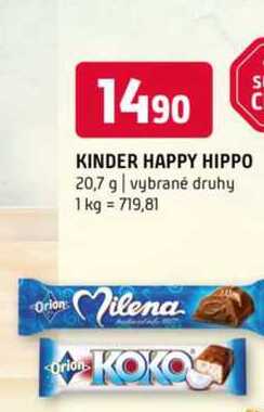 KINDER HAPPY HIPPO 20,7 g vybrané druhy 