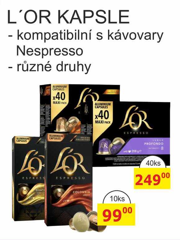 L'OR KAPSLE - kompatibilní s kávovary Nespresso - různé druhy 10ks 