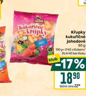Křupky kukuřičné jahodové 90 g 
