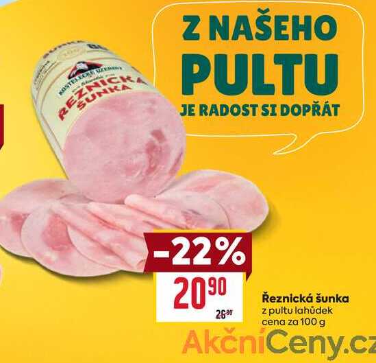 Řeznická šunka z pultu lahůdek cena za 100g