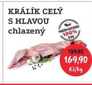 Králík chlazený, s hlavou 1 kg 