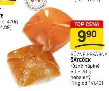 ŠÁTEČEK různé náplně 50-70 g. nebalený 